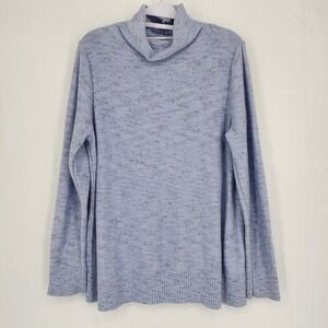 J. Jill Wearever Collection Blue Marl Knit Turtleneck Sweater Size Large L